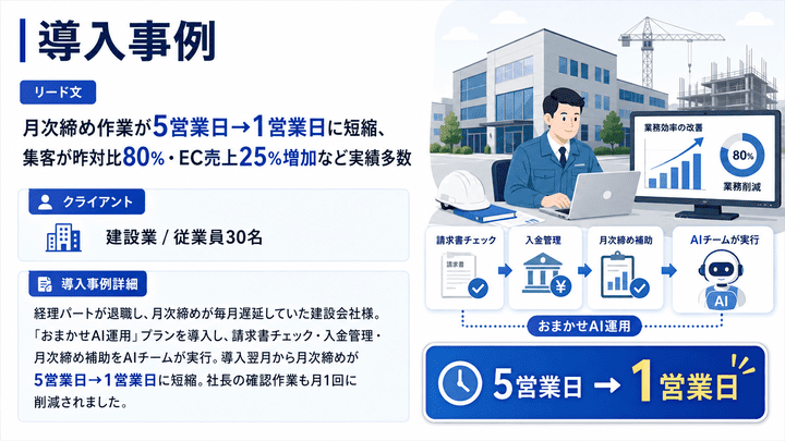 建設業の月次締め改善事例